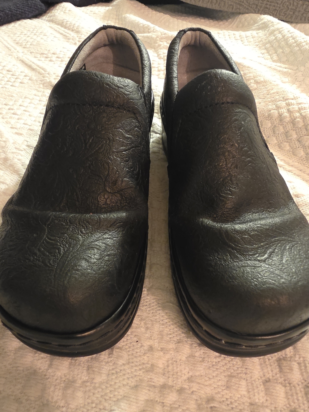 Klogs Black Embossed Slip-On Comfort Loafers